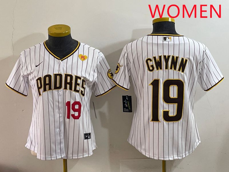 Women San Diego Padres #19 Gwynn White Stripe Game 2025 Nike MLB Jersey style 8